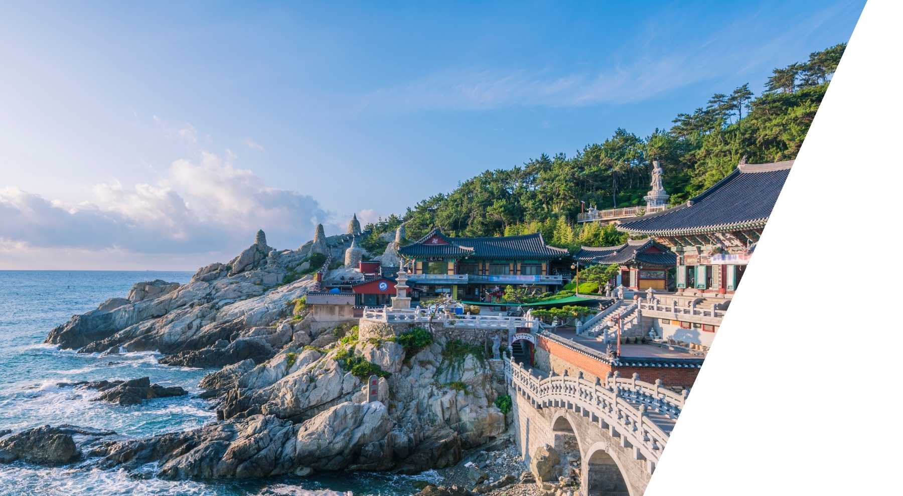 Korean Buildings on top of the rocks