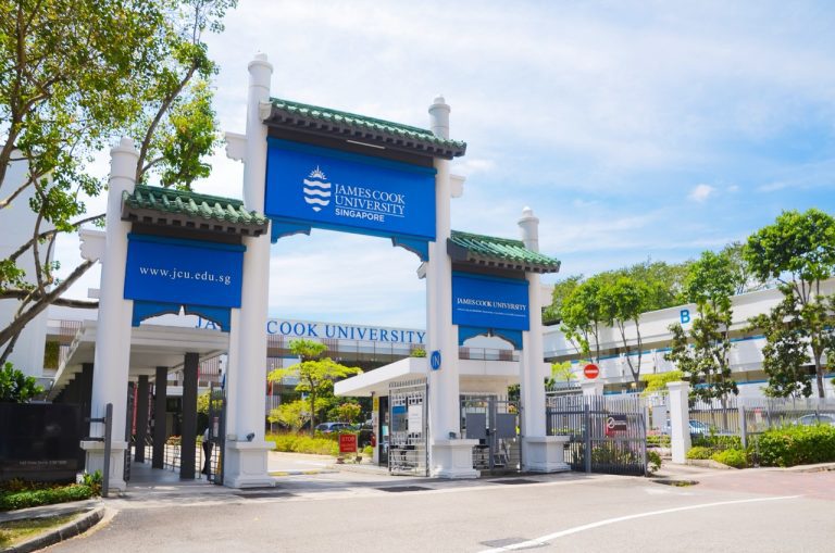 Main gate of the James Cook University campus in Singapore.