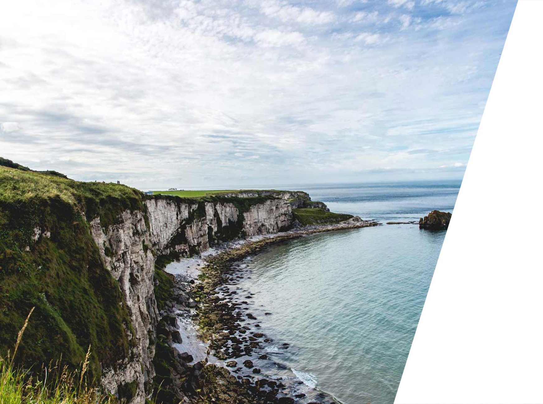 Cliffs in Ireland under partly cloudy weather.