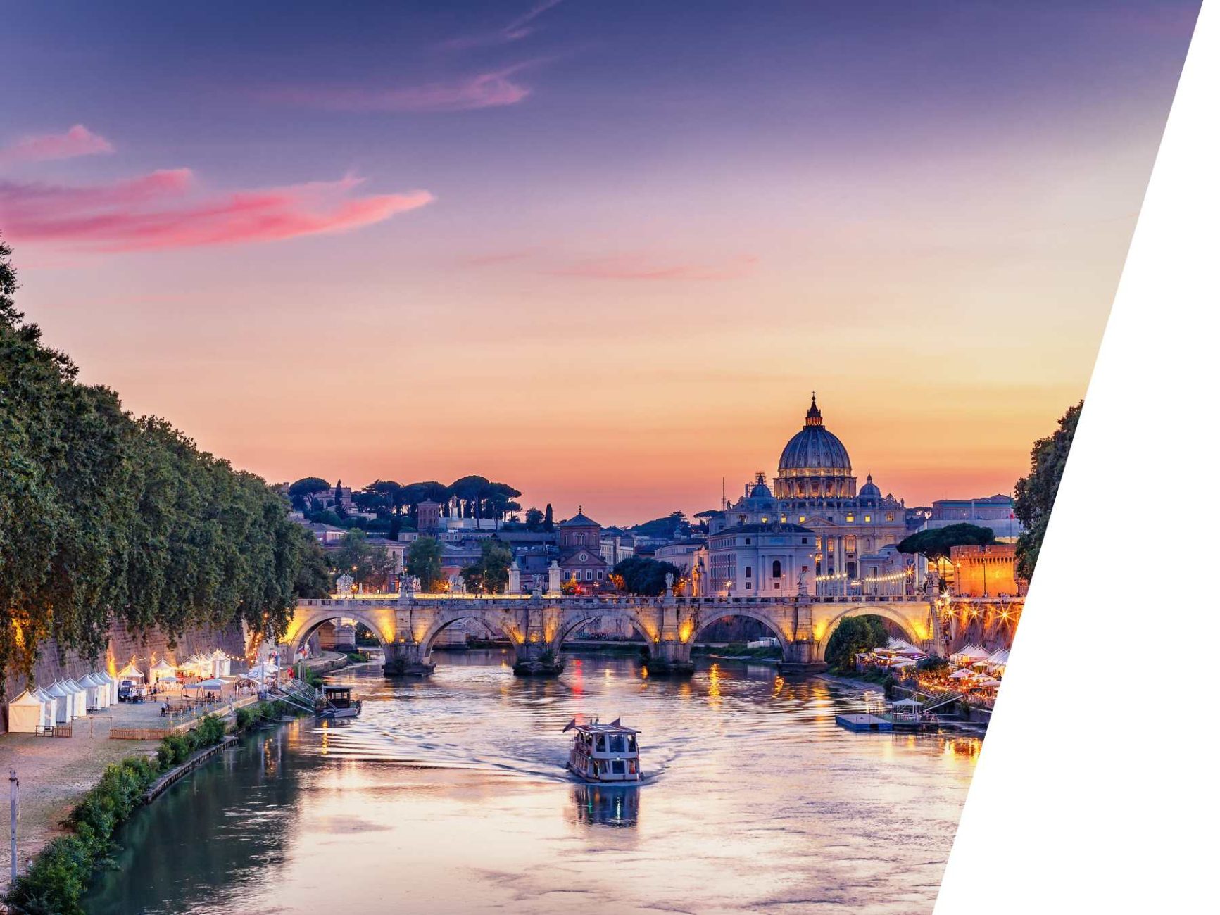 River in Rome at sunset