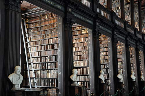 a big library filled with books