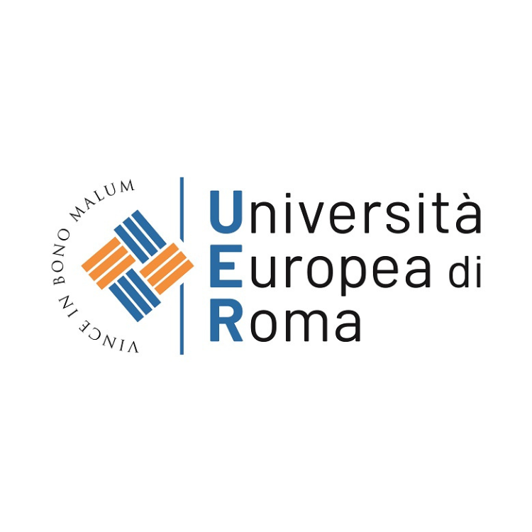 Blue-orange logo of the UER and the inscription 'Università Europea di Roma'.